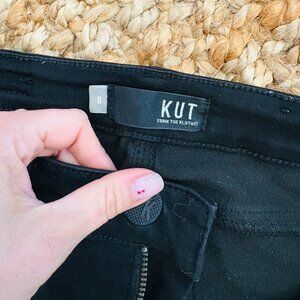 KUT high waist black skinny jeans raw edge